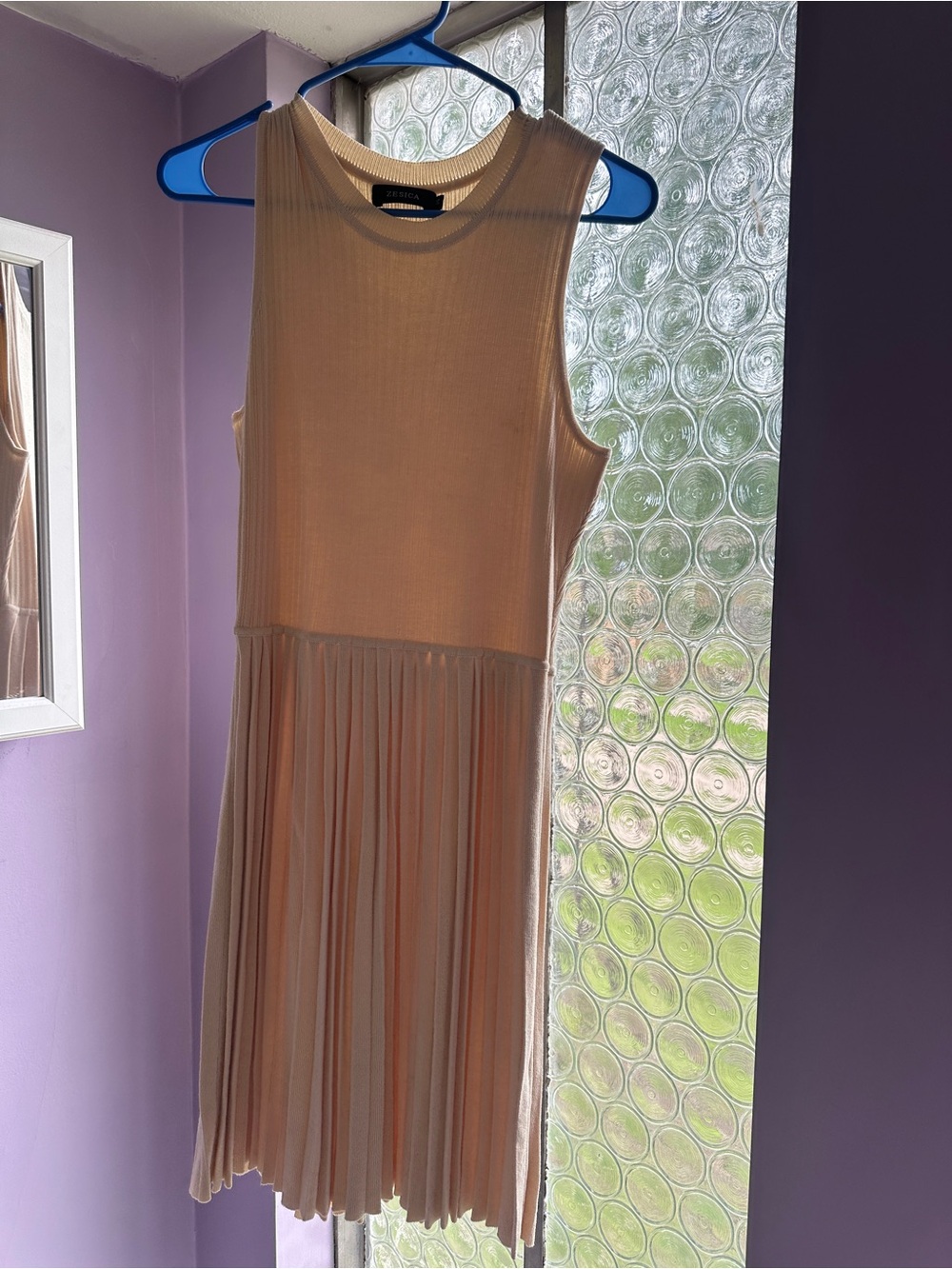 Sleeveless Pleated Midi Dress in Cream by Bershka